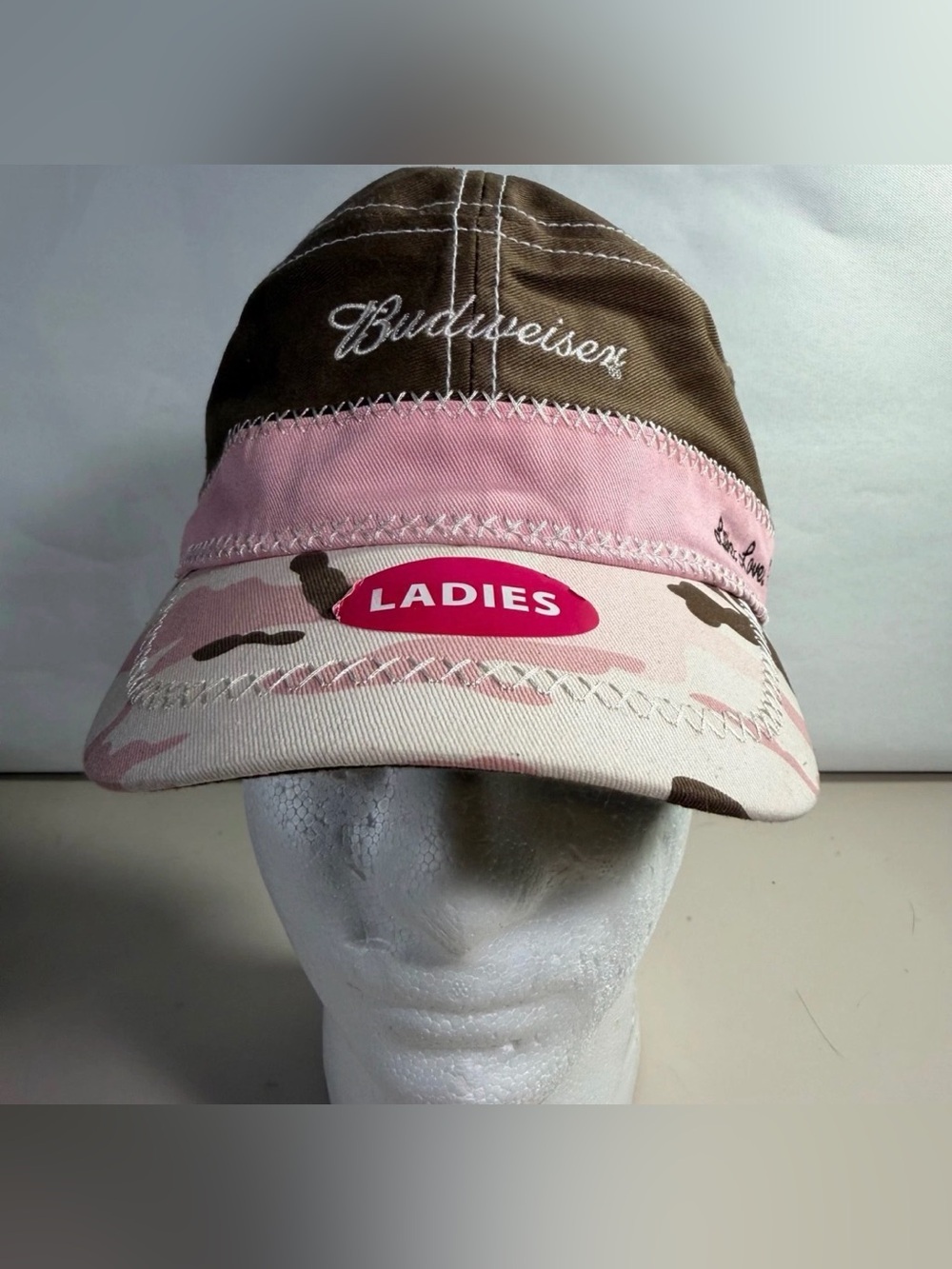 Official Budweiser Brown Pink Camo Live Love Hunt Embroidered Adjustable Hat